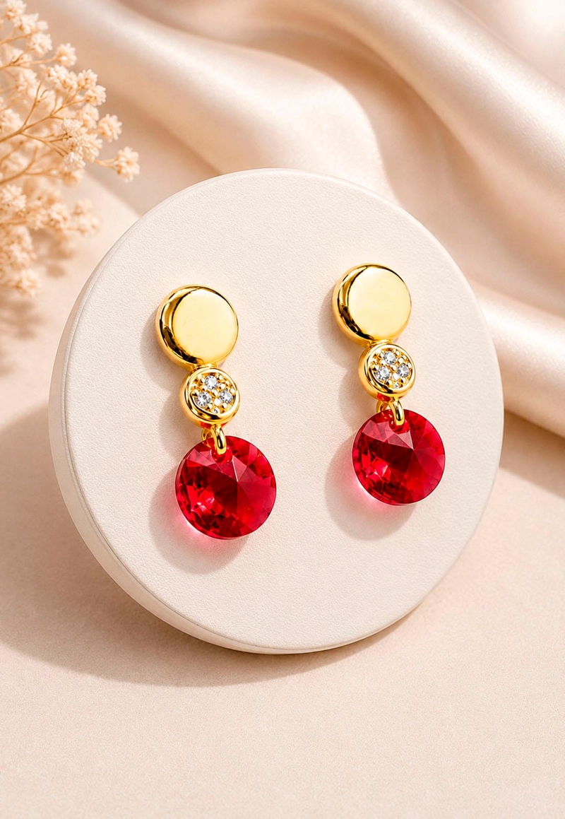 AROS PUNTO DE LUZ GOLD 24K CRISTAL SWAROVSKI® SCARLET - 7