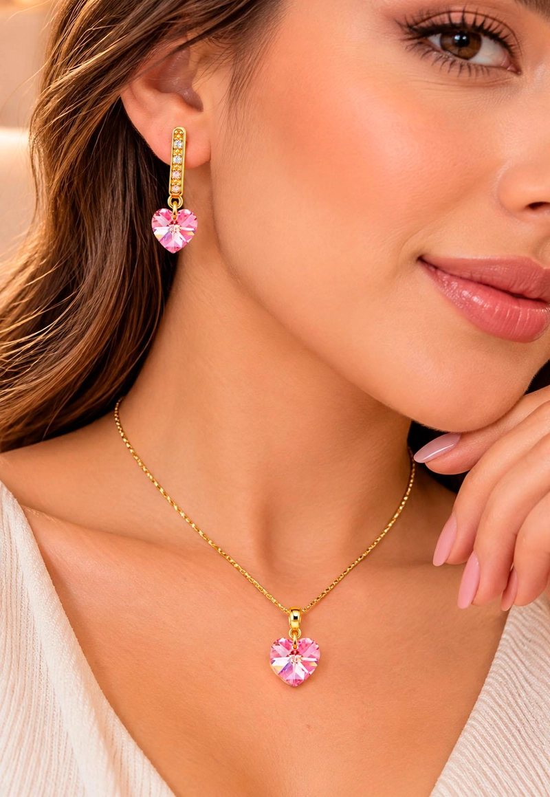 CONJUNTO ROMANCE GOLD 24K CRISTAL SWAROVSKI® LIGHT ROSE - 5