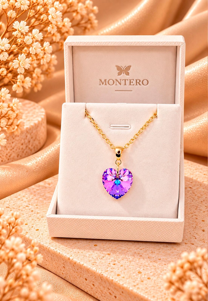 COLLAR GRAN ROMANCE GOLD 24K CRISTAL SWAROVSKI® VITRAL LIGHT - 3