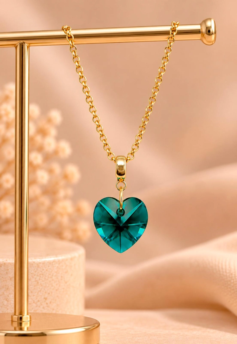 COLLAR GRAN ROMANCE GOLD 24K CRISTAL SWAROVSKI® EMERALD - 2