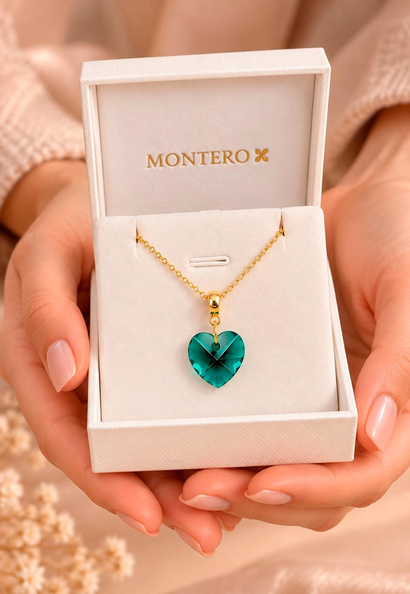COLLAR GRAN ROMANCE GOLD 24K CRISTAL SWAROVSKI® EMERALD - 5