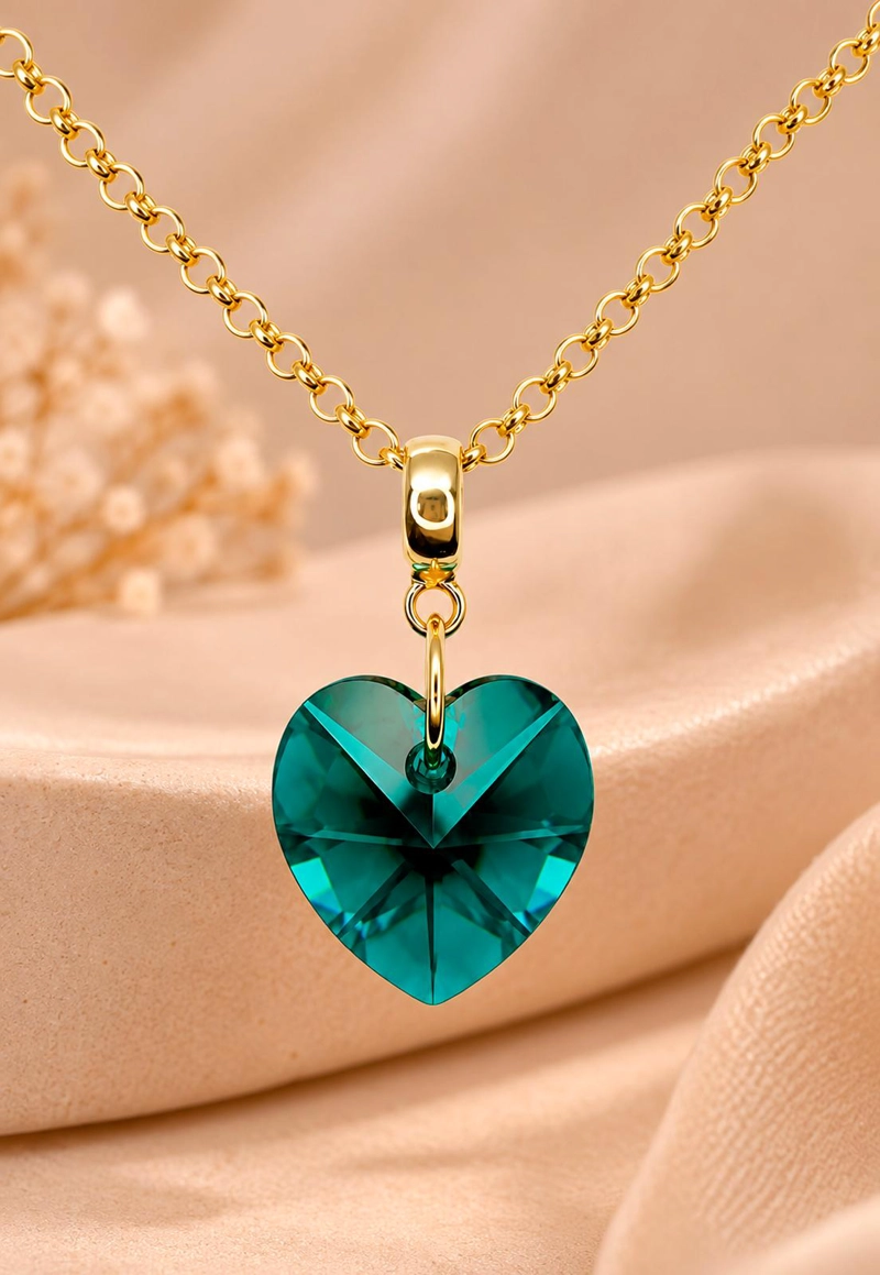 COLLAR GRAN ROMANCE GOLD 24K CRISTAL SWAROVSKI® EMERALD - 7
