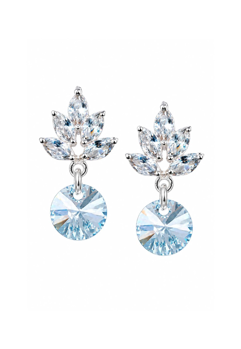 AROS PENELOPE BAÑO ORO BLANCO CRISTAL GENUINO BLUE SHADE - 1
