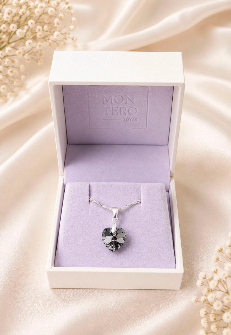 COLLAR ROMANCE PLATA 925 CRISTAL GENUINO SILVER NIGHT - 2