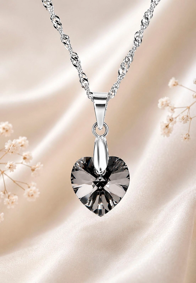 COLLAR ROMANCE PLATA 925 CRISTAL GENUINO SILVER NIGHT - 3