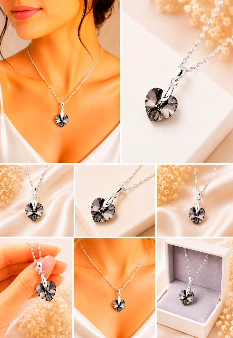 COLLAR ROMANCE PLATA 925 CRISTAL GENUINO SILVER NIGHT - 4
