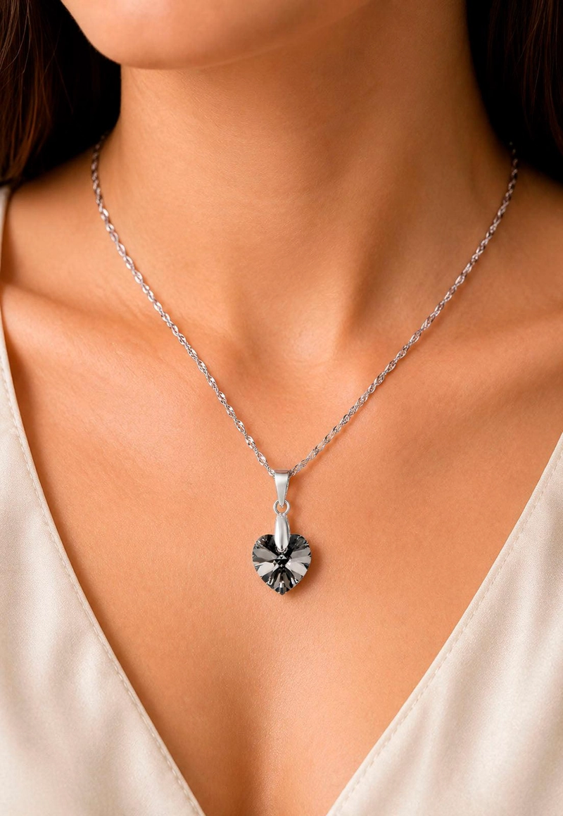 COLLAR ROMANCE PLATA 925 CRISTAL GENUINO SILVER NIGHT - 7