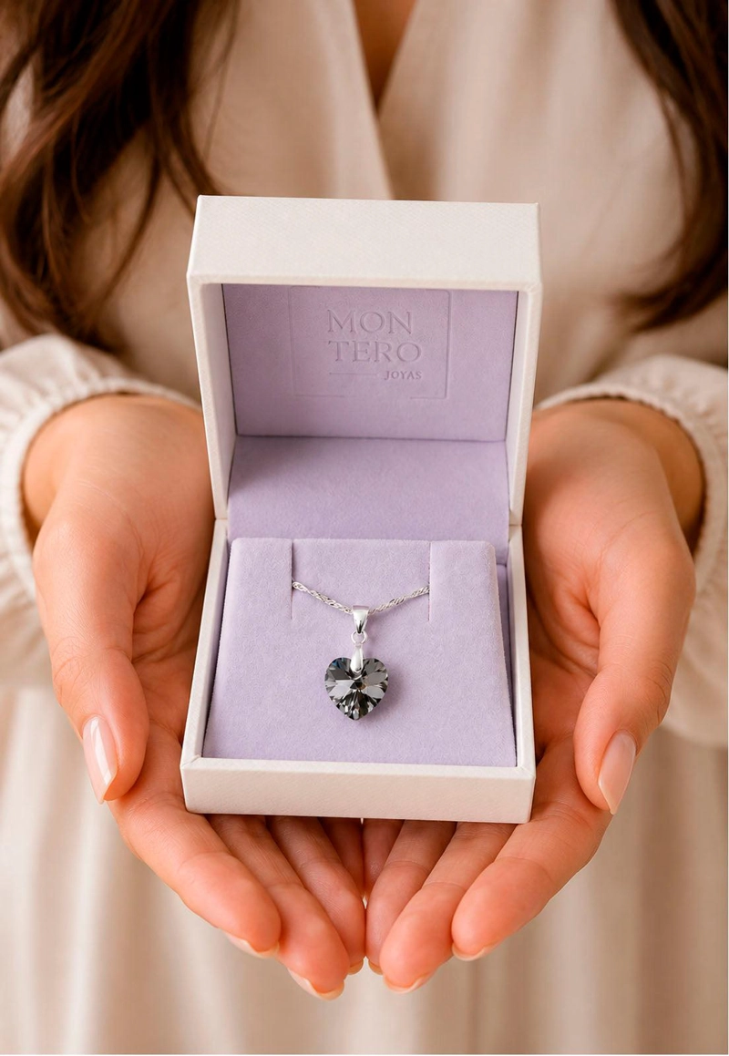 COLLAR ROMANCE PLATA 925 CRISTAL GENUINO SILVER NIGHT - 8