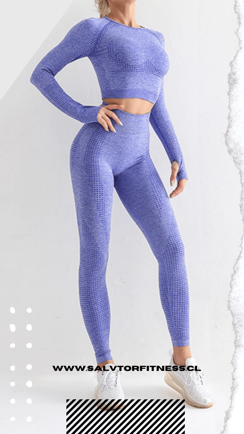 CONJUNTO DEPORTIVO SEAMLESS CON TOP MANGA LARGA, ROPA DEPORTIVA COMFORT - 1