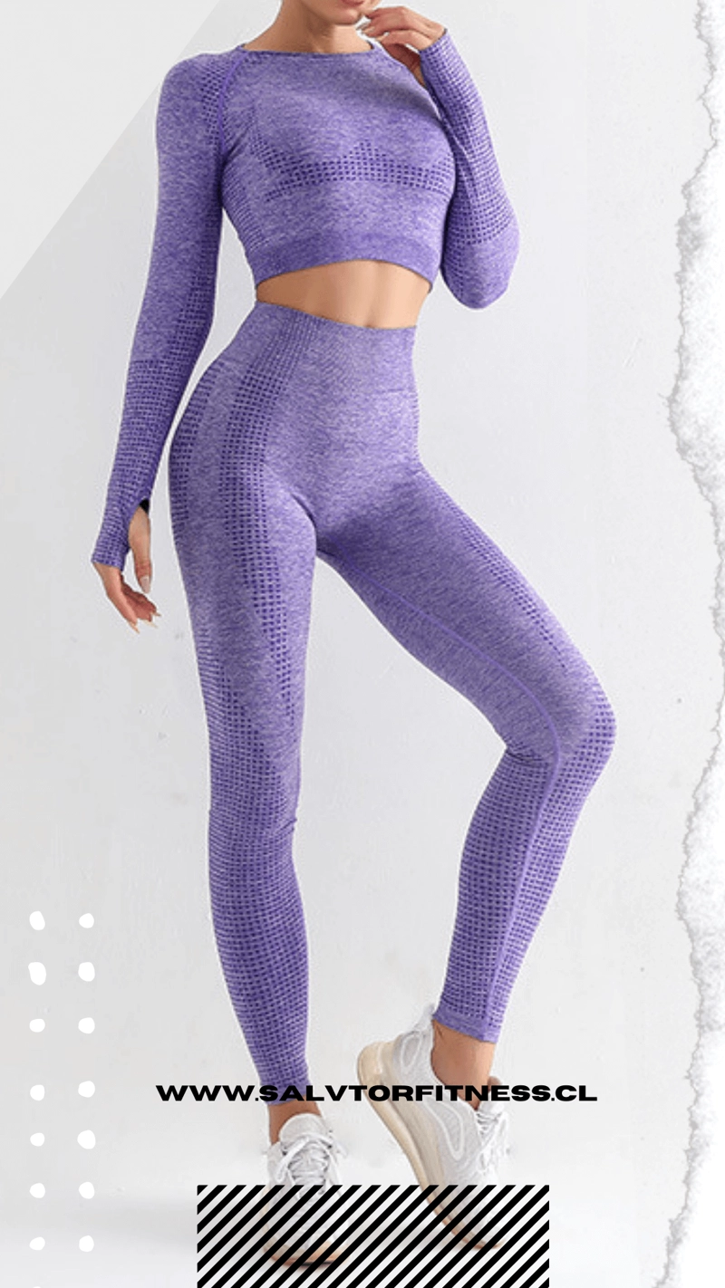 CONJUNTO DEPORTIVO SEAMLESS CON TOP MANGA LARGA, ROPA DEPORTIVA COMFORT - 3