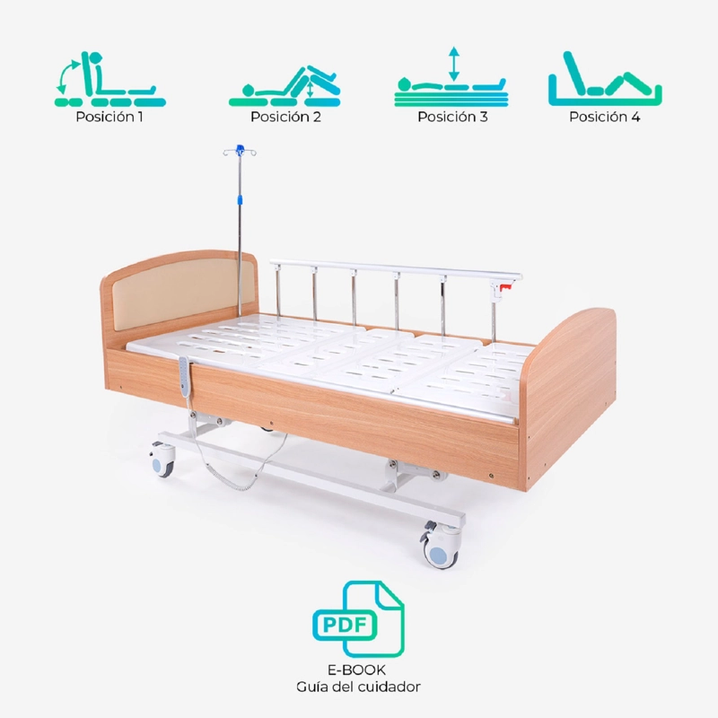 CAMA CLINICA ELE CTRICA 4 POSICIONES HOMEPRO MADERA - 3