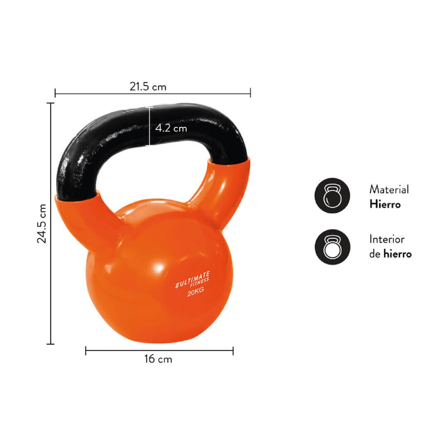 KETTLEBELL PRO - PESA RUSA 20 KG NARANJO - 2