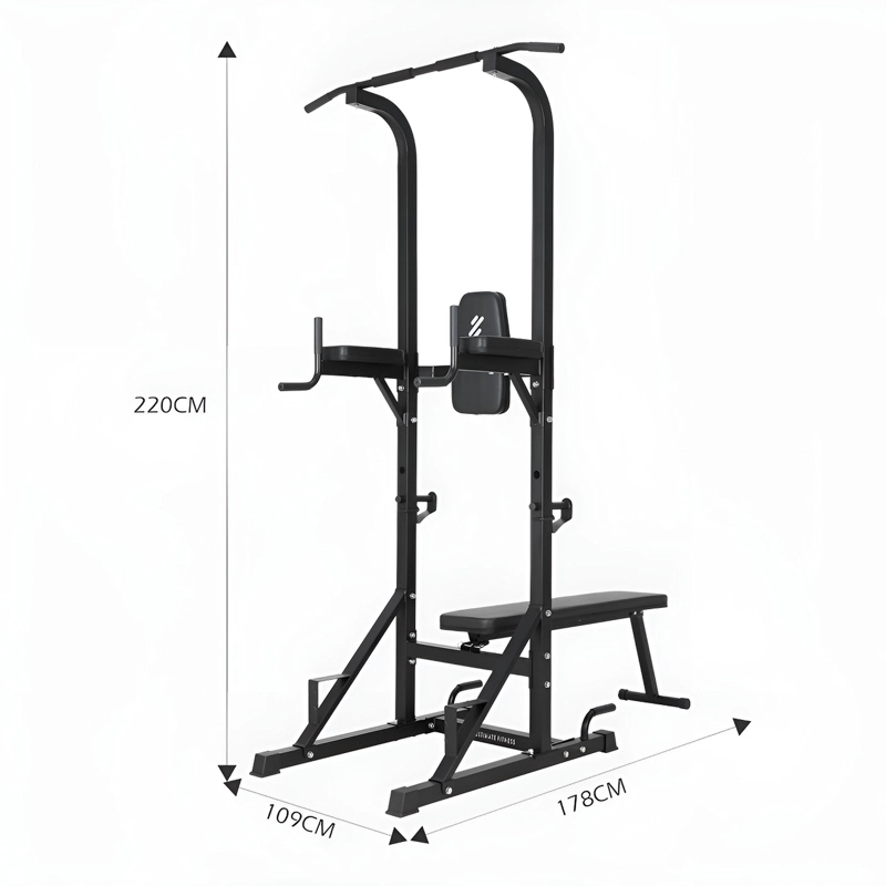 MÁQUINA ULTIMATE FITNESS EDB1 ESTACIÓN DOMINADAS PARALELAS MULTIFUNCIÓN PRO CON BANCA - 13