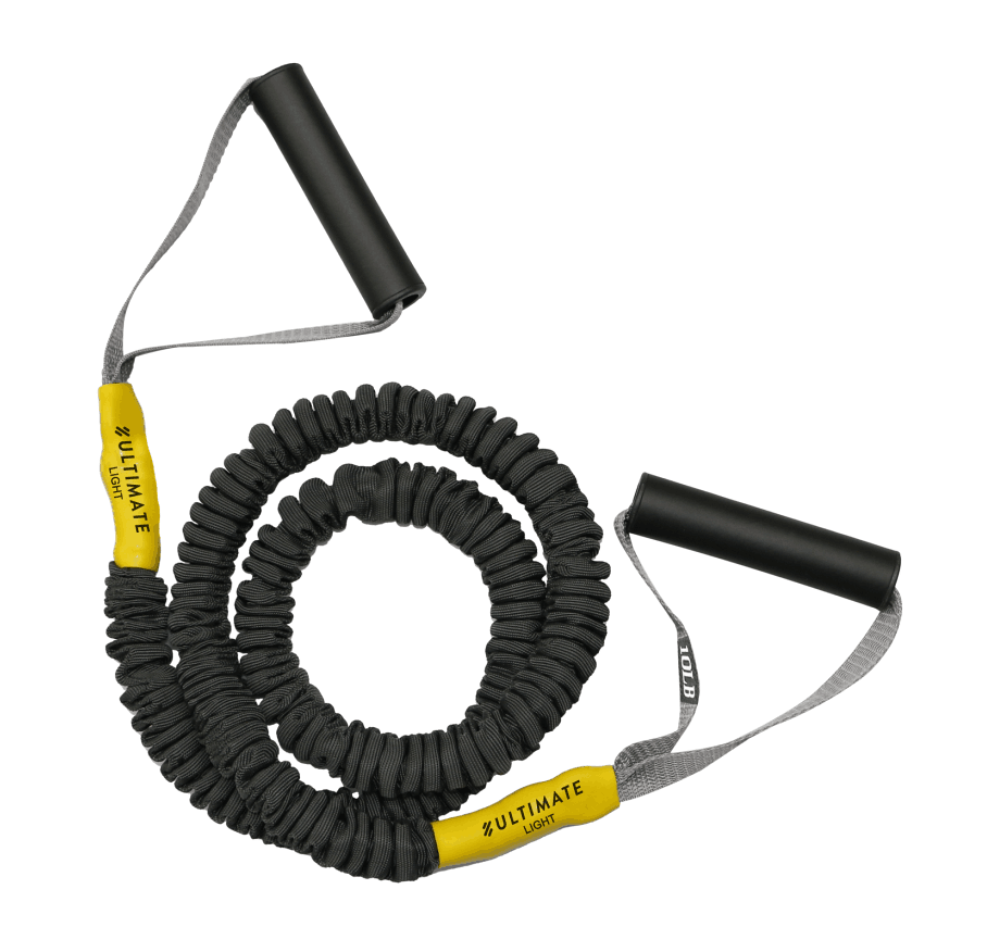 BANDA DE RESISTENCIA ULTIMATE FITNESS ELÁSTICA ELITE CON CUBIERTA Y AGARRES – LIGHT 10LB - 1