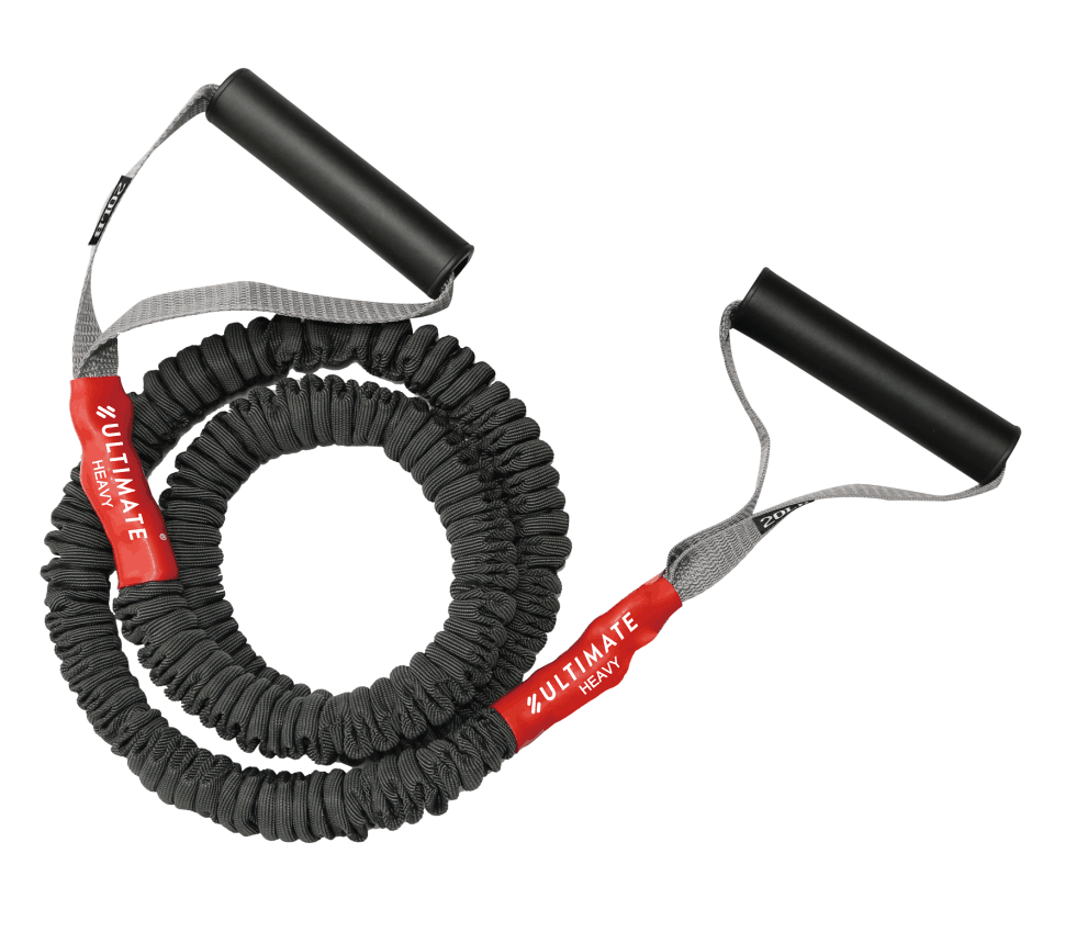 BANDA DE RESISTENCIA ULTIMATE FITNESS ELÁSTICA ELITE CON CUBIERTA Y AGARRES – HEAVY 20LB - 1