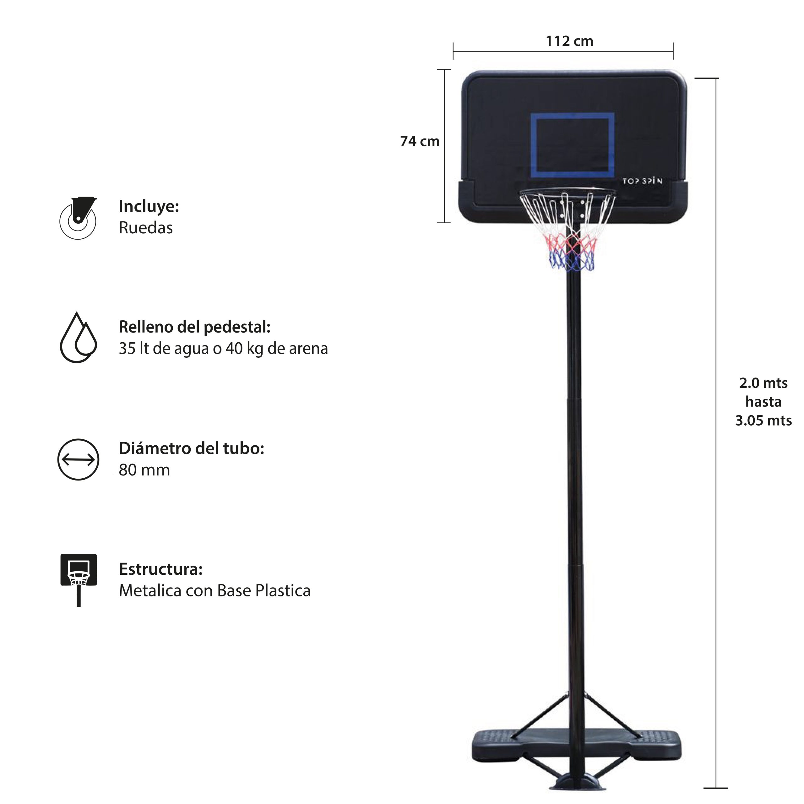 ARO TOP SPIN ACERO PEDESTAL DE BÁSQUETBOL A300 PRO EASY - 2