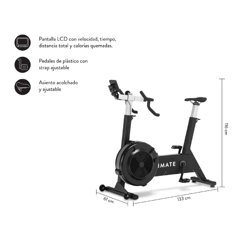 BICICLETA ESTÁTICA ULTIMATE FITNESS AB CAPACIDAD 160 KG AIR BIKE - 2