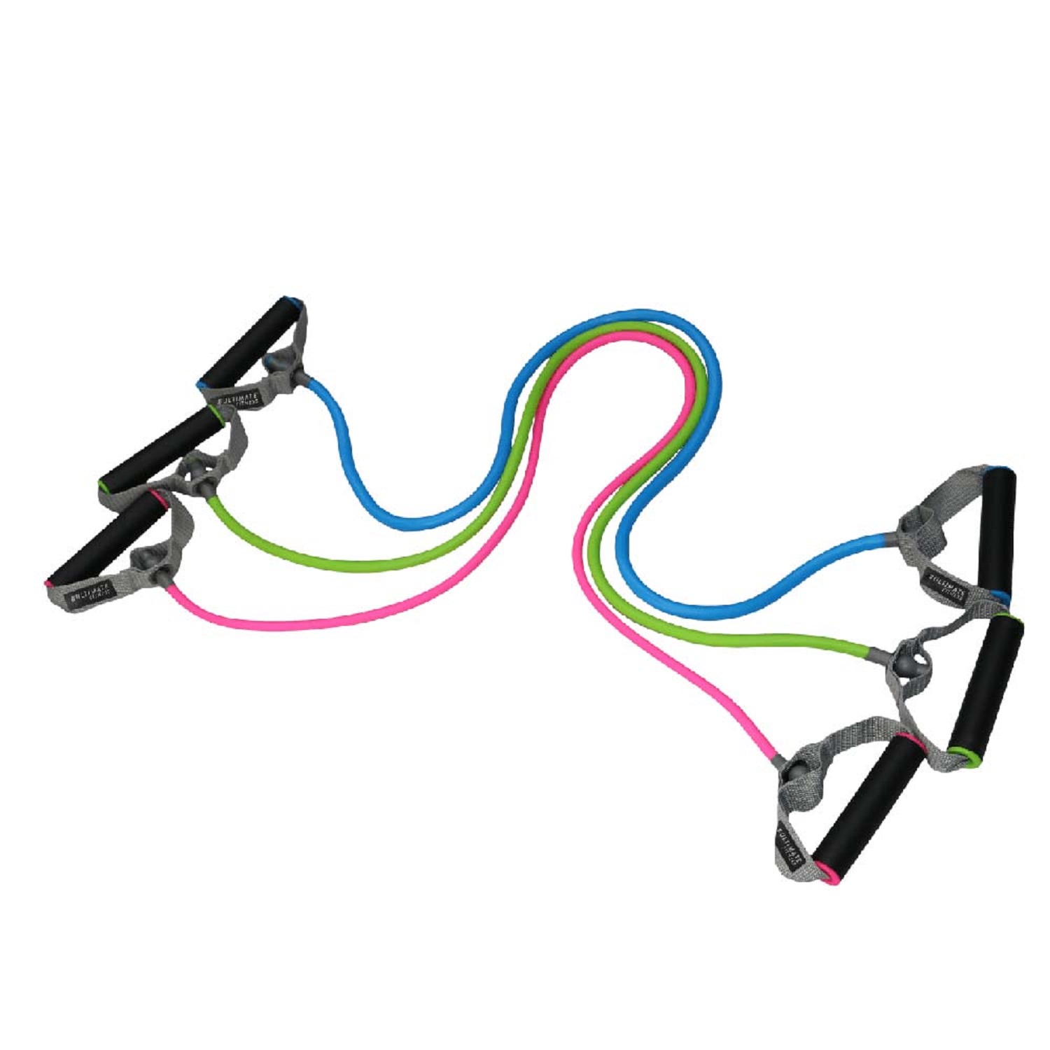 SET ULTIMATE FITNESS DE 3 BANDAS ELÁSTICAS DE RESISTENCIA TUBULARES PRO CON AGARRES - 1