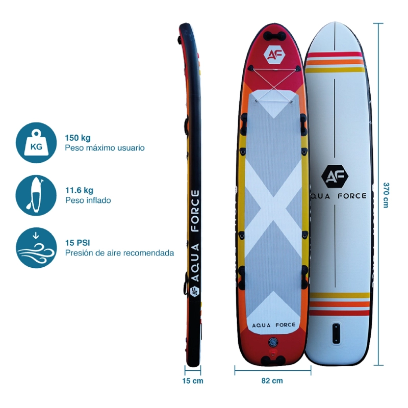 LONGBOARD STAND UP PADDLE AQUA FORCE PVC 12’2” MULTI PERSON – DOBLE CAPA - 3