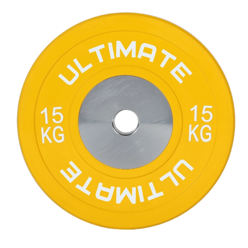 DISCO OLÍMPICO ULTIMATE FITNESS ACERO INOXIDABLE 15 KG BUMPER ELITE COMPETICIÓN - 1