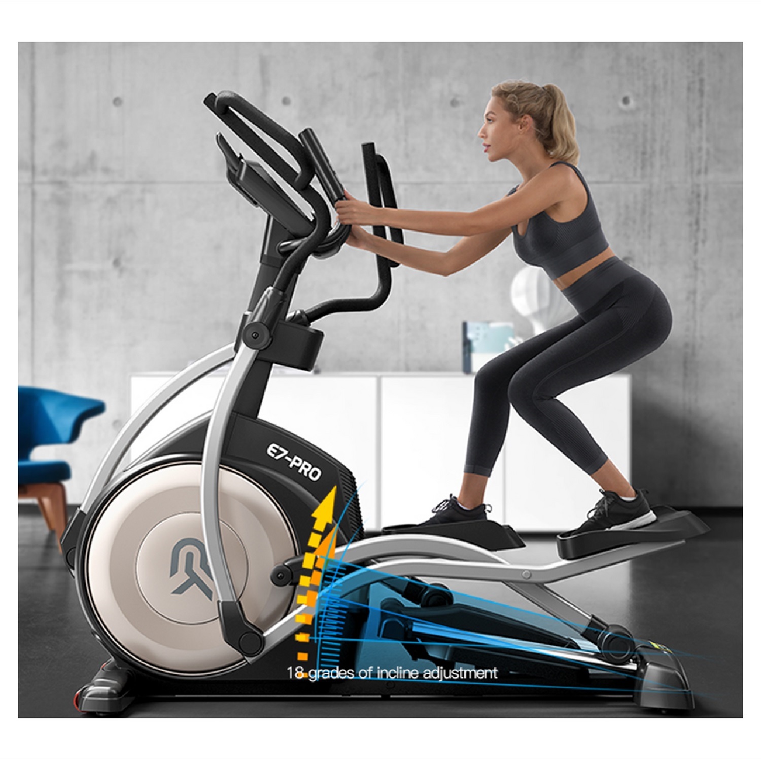 ELÍPTICA ULTIMATE FITNESS T1000 P CAPACIDAD 150 KG REMIUM MAGNÉTICA INCLINACIÓN - 8