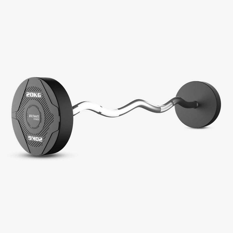 BARRA CURVA ULTIMATE FITNESS ACERO 20 KG PESO FIJO - 1