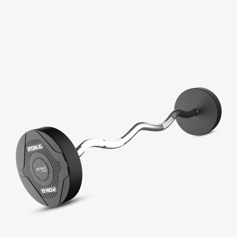BARRA CURVA ULTIMATE FITNESS ACERO 20 KG PESO FIJO - 2