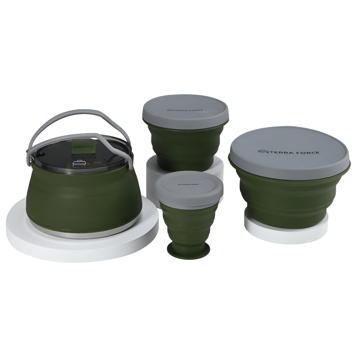 SET TETERA Y POTES SILICONA PLEGABLE CAMPING MILITAR - 4