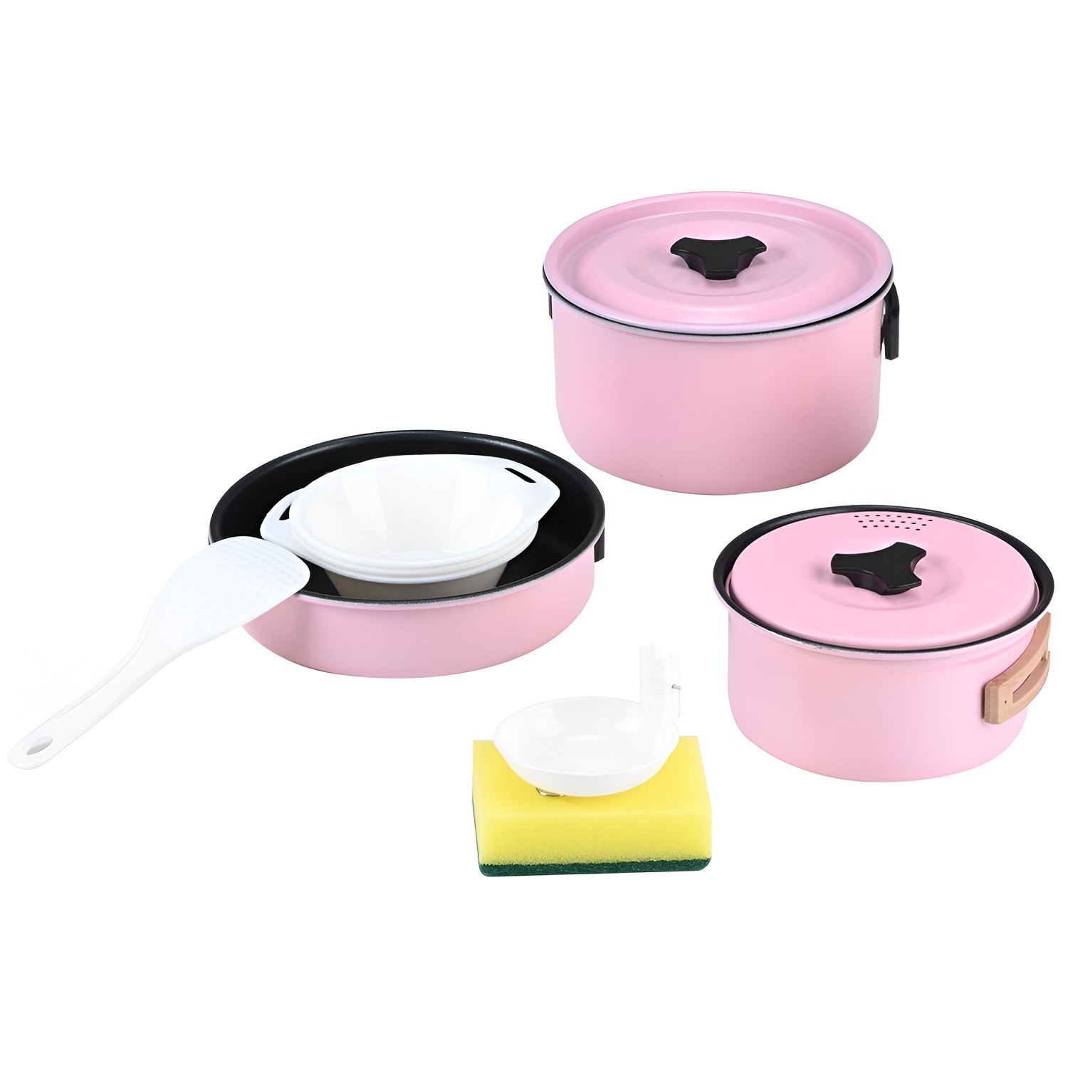 SET OLLAS ALUMINIO ANTI-ADHERENTE 3 PIEZAS ROSADO - 1