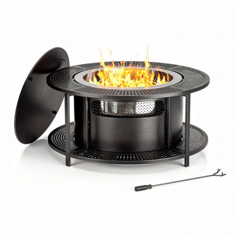 FOGÓN BRASERO SIN HUMO MESA 2 EN 1 PARA TERRAZA Y JARDÍN 64 CM – SAMLA - 2