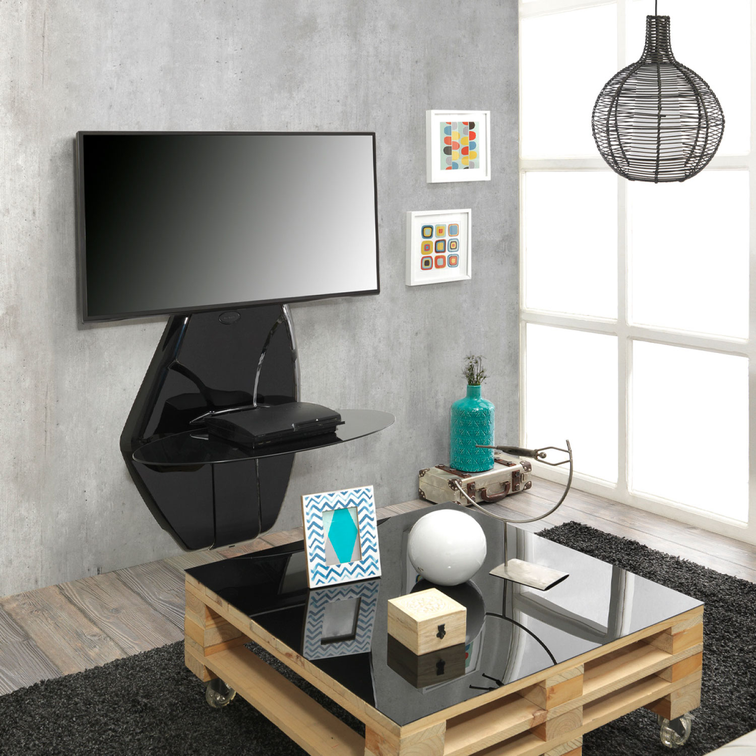 RACK TV MELICONI GHOST DESIGN 500 METAL NEGRO ITALIANO - 3