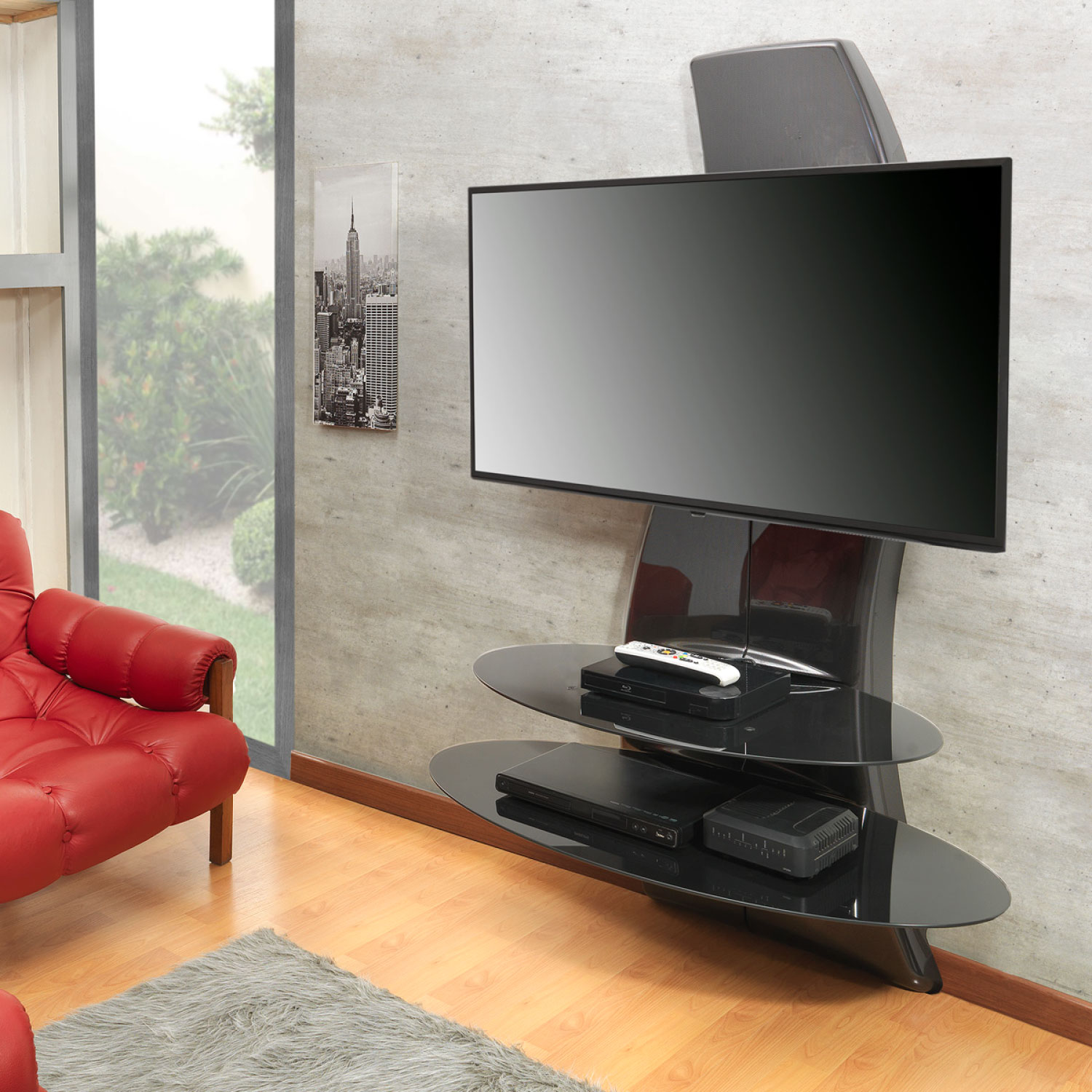 RACK TV MELICONI GHOST DESIGN 2000 METAL CARBON ITALIANO FIBRE - 4