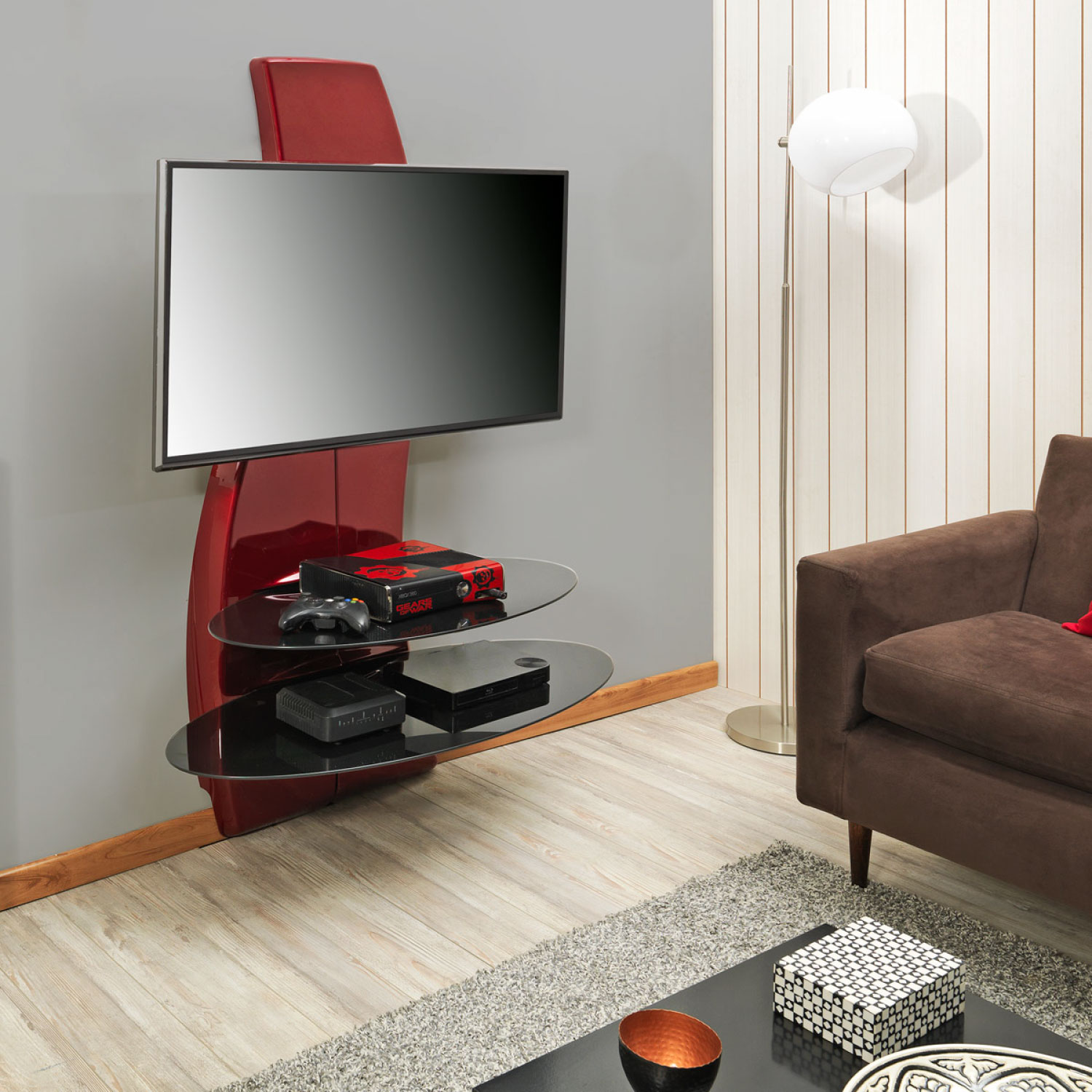 RACK TV MELICONI GHOST DESIGN 2000 METAL ROJO ITALIANO LIC RED - 3