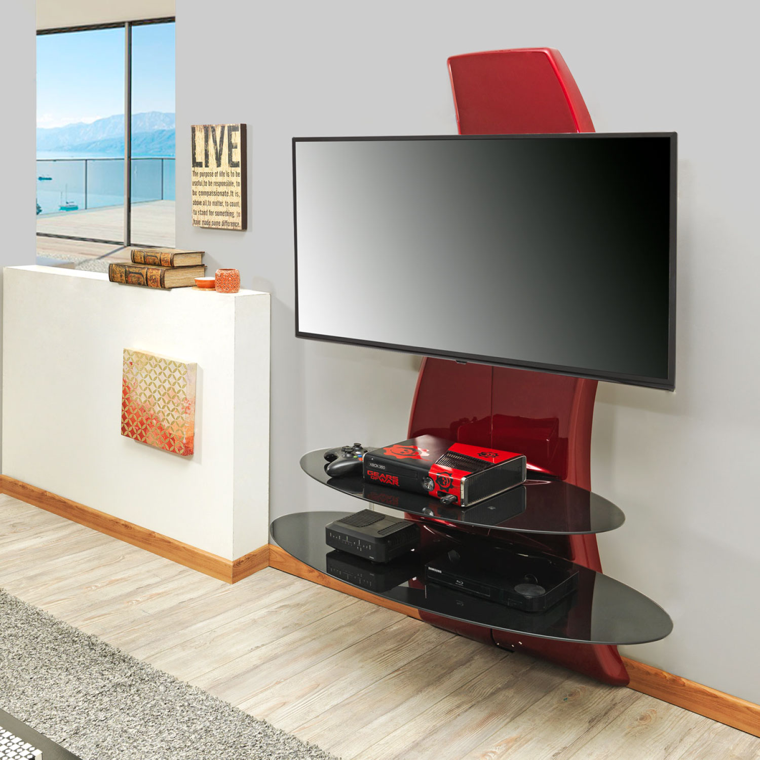 RACK TV MELICONI GHOST DESIGN 2000 METAL ROJO ITALIANO LIC RED - 4