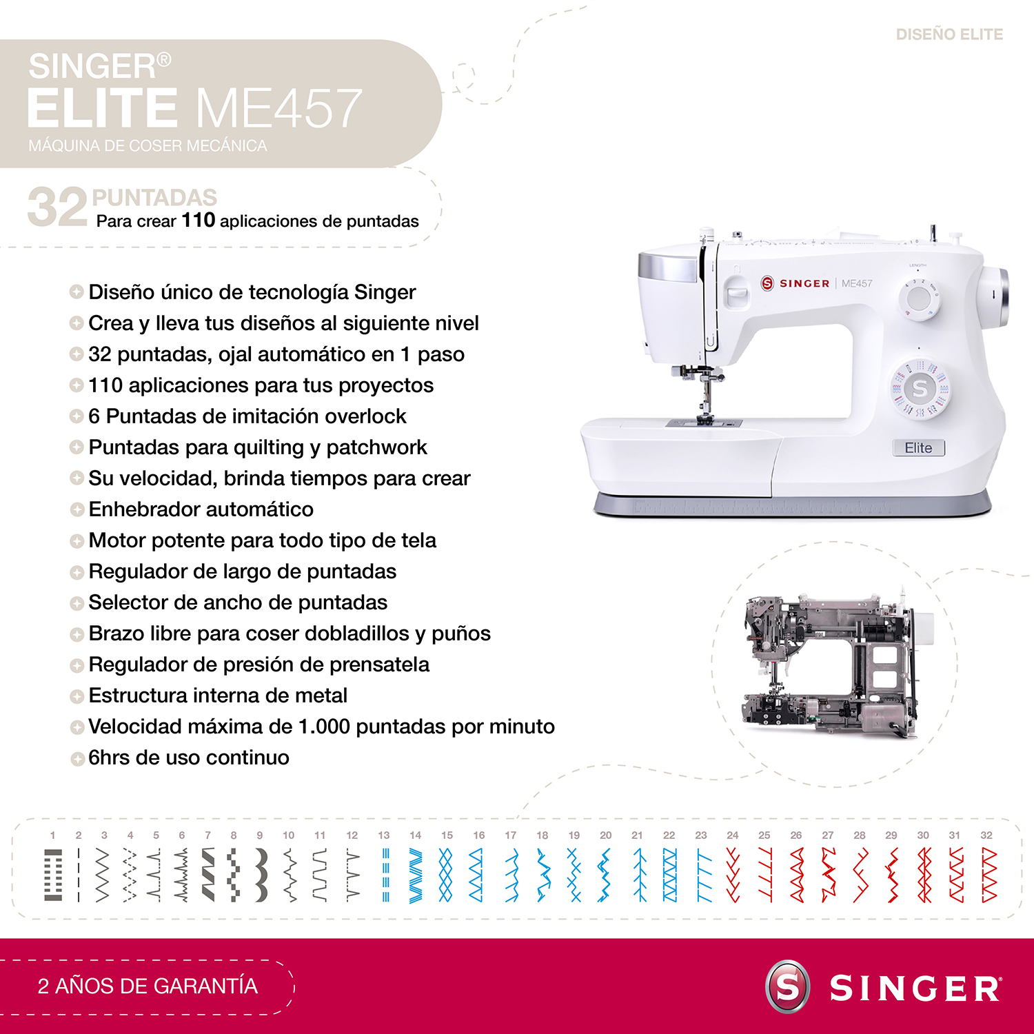 MÁQUINA DE COSER SINGER ELITE ME457 - 2