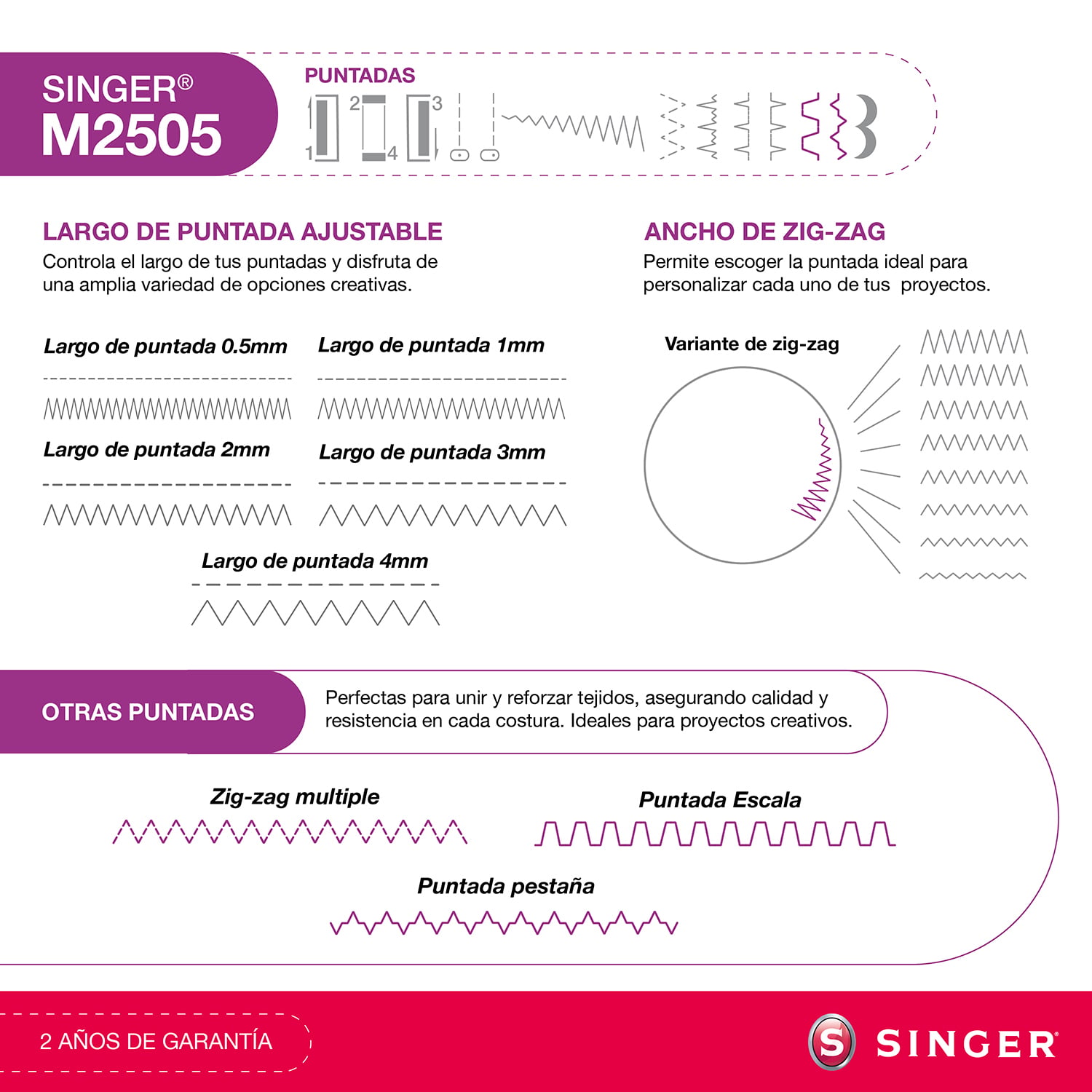 MÁQUINA DE COSER SINGER M2505 70W - 4