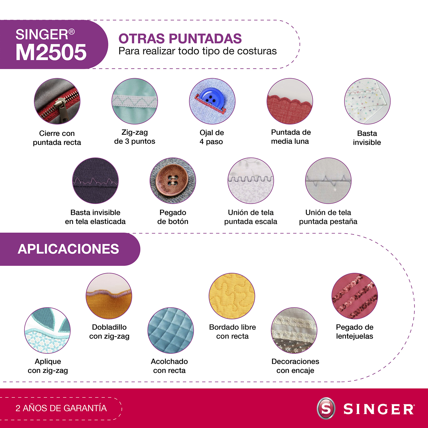 MÁQUINA DE COSER SINGER M2505 70W - 5