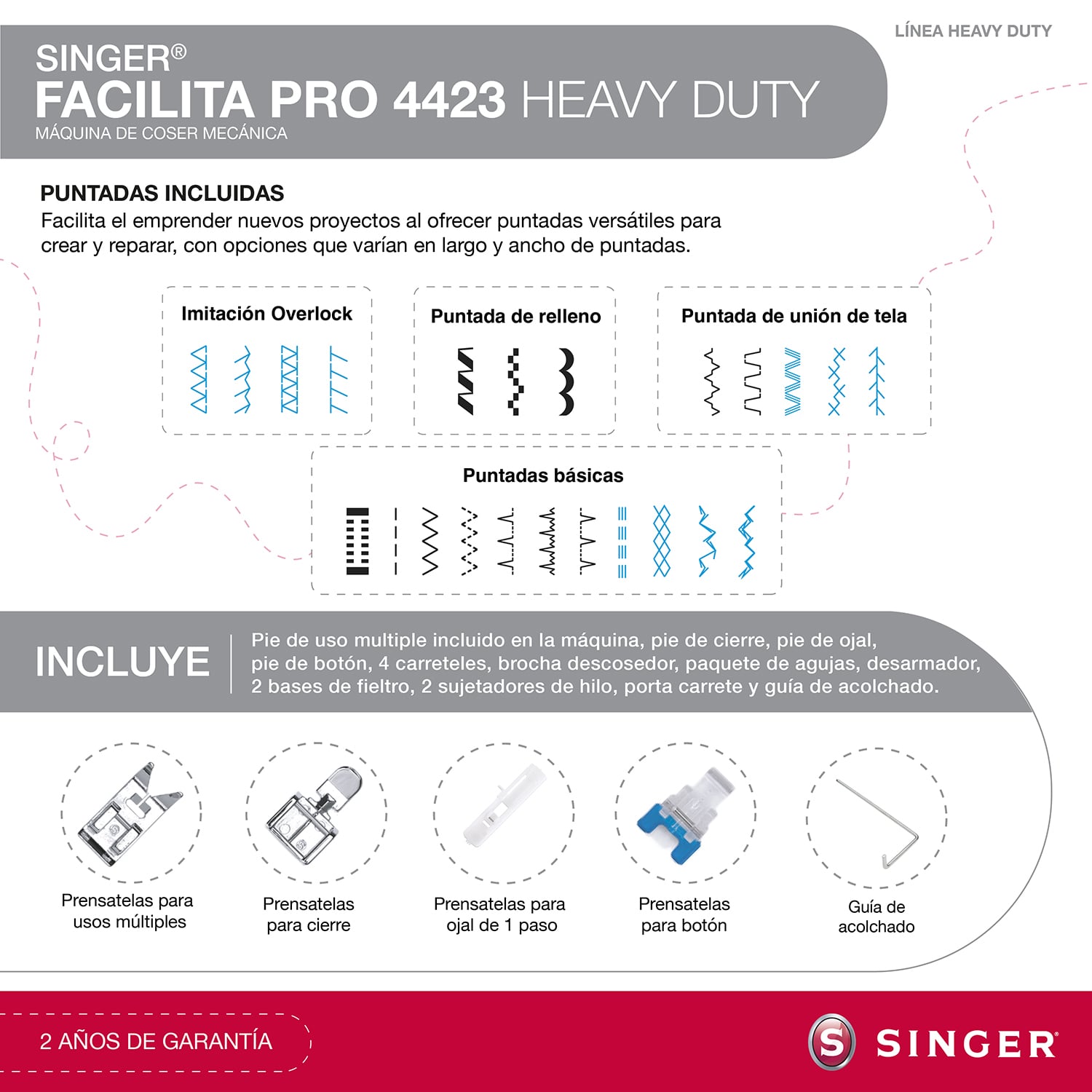 MÁQUINA DE COSER SINGER FACILITA PRO 4423 90W - 6