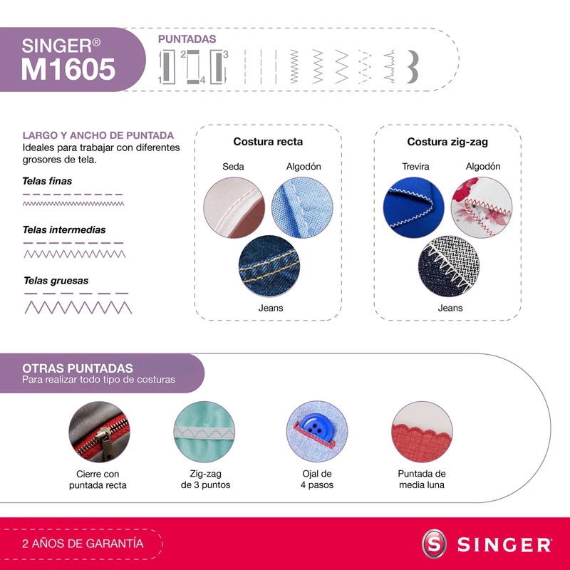MÁQUINA DE COSER SINGER M1605 70W - 3