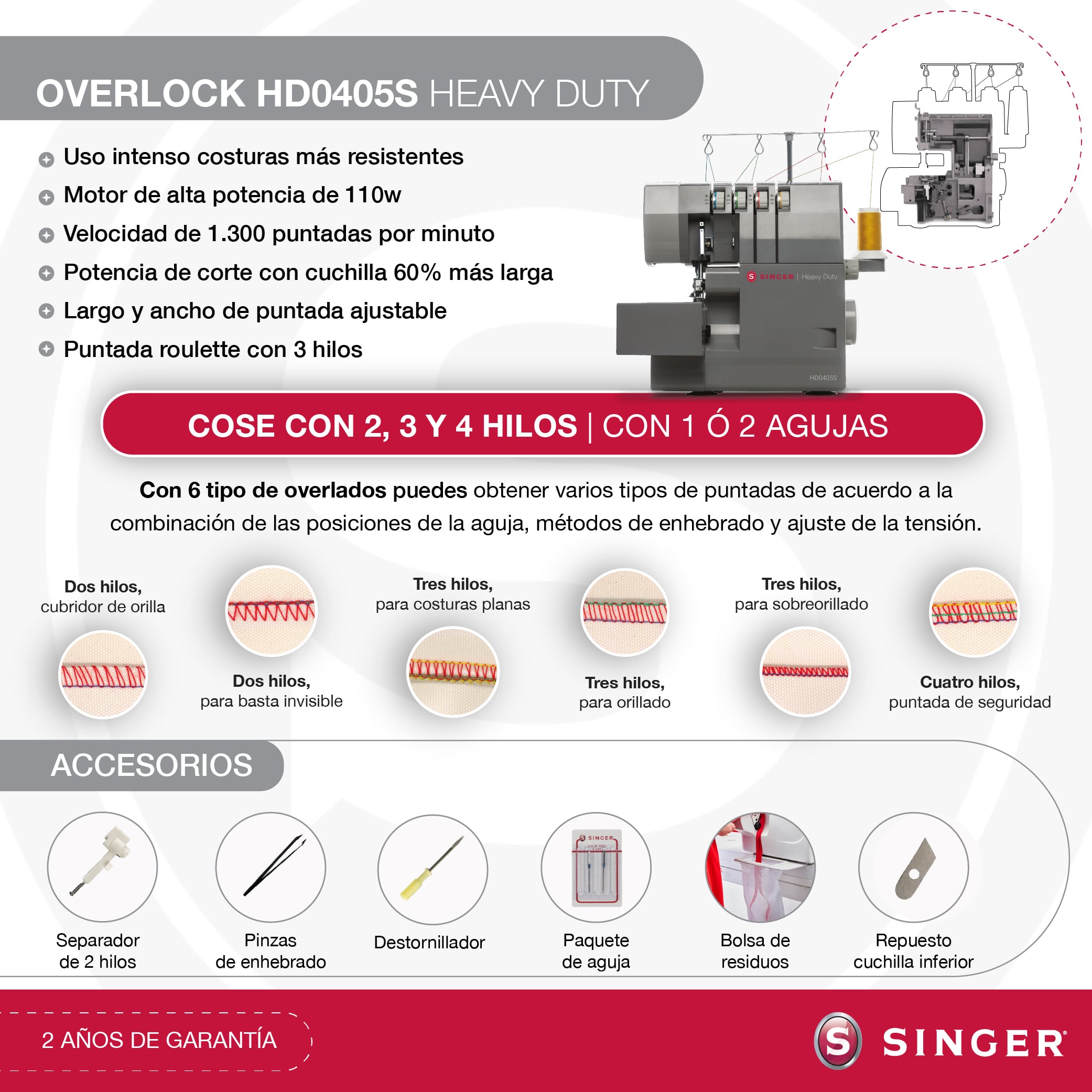 COMBO SINGER HEAVY DUTY FACILITA PRO 4423 + OVERLOCK HD0405S - 4