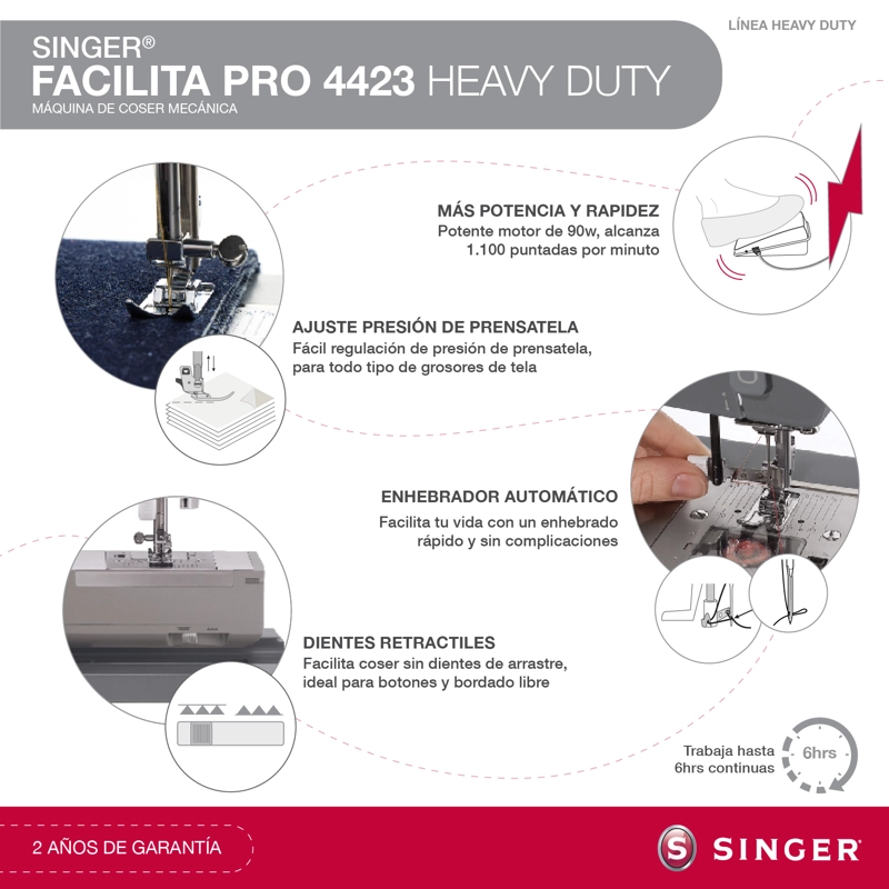 MAQUINA DE COSER SINGER FACILITA PRO 4423 90W - 5