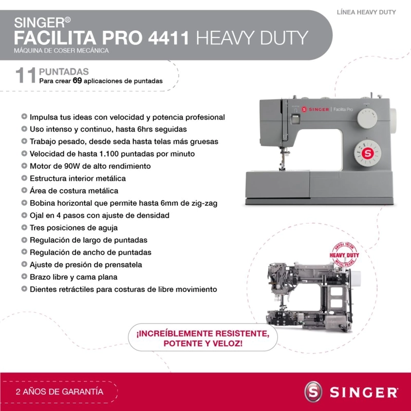 MAQUINA DE COSER SINGER FACILITA PRO 4411 90W - 2
