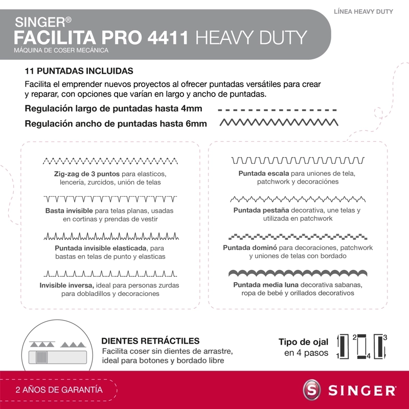 MAQUINA DE COSER SINGER FACILITA PRO 4411 90W - 3