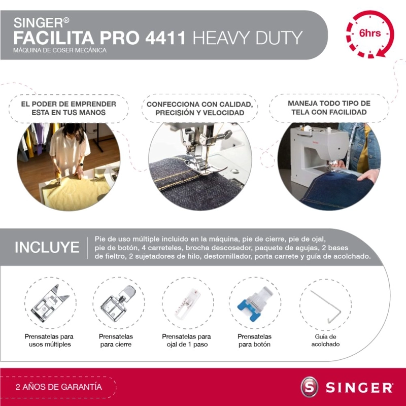 MAQUINA DE COSER SINGER FACILITA PRO 4411 90W - 4