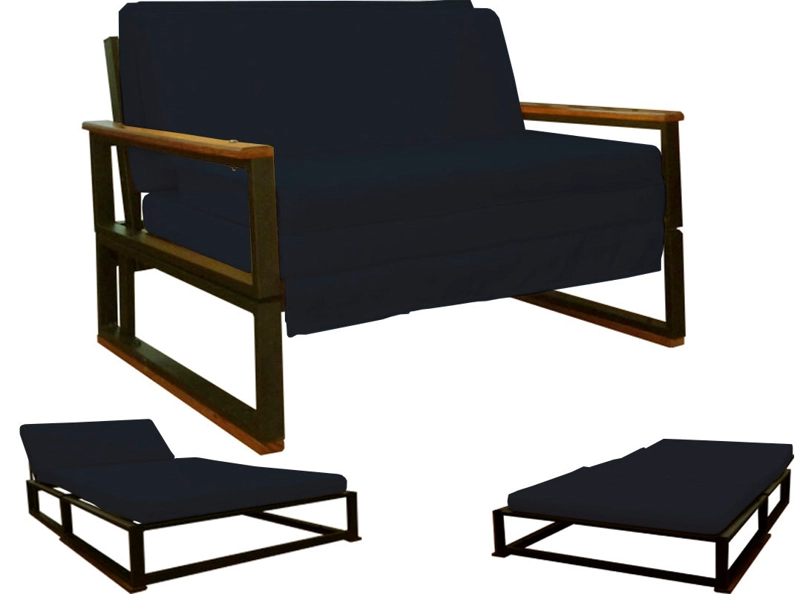 FUTON RECUTEX FOLK ACERO NEGRO 1.5 PLAZA - 3
