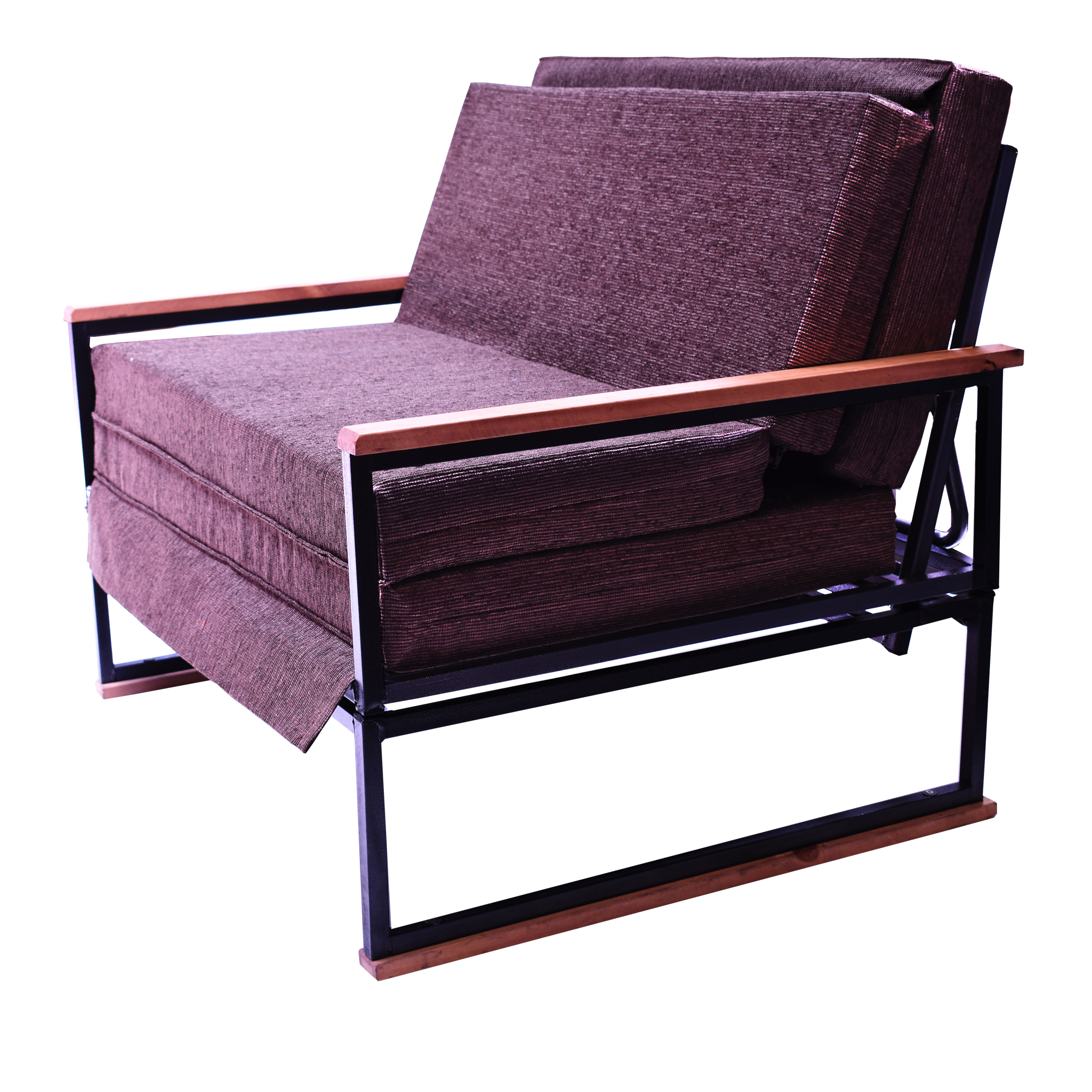 FUTON RECUTEX FOLK 2 CUERPOS ACERO CHOCOLATE 1.5 PLAZA - 2