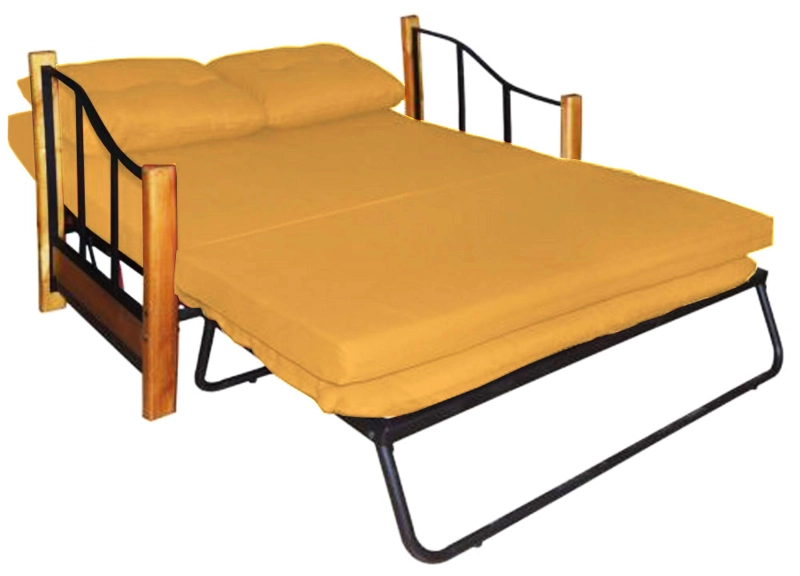 SOFA CAMA RECUTEX RANCO 2 CUERPOS ACERO MOSTAZA - 3