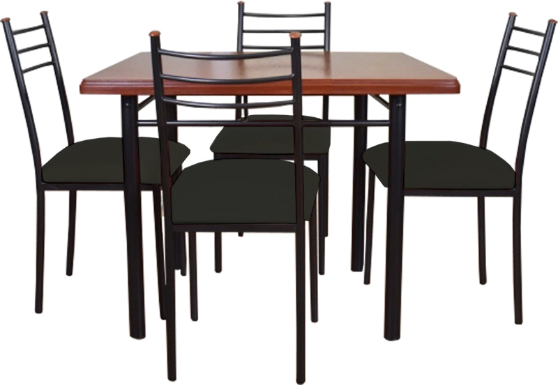 COMEDOR RANCO 4 SILLAS NEGRO - 1