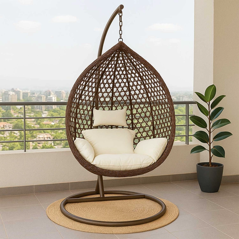 Silla Colgante Hawái M Chocolate Cojín Marfil - 1