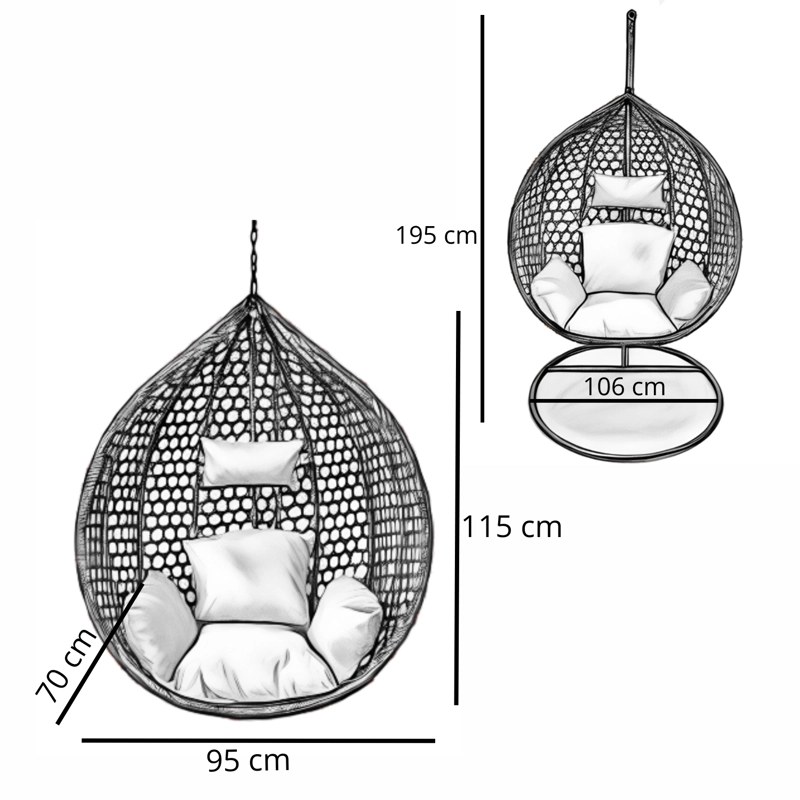 Silla Colgante Hawái M Chocolate Cojín Marfil - 9